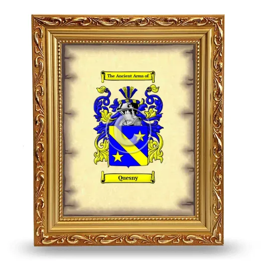 Quesny Coat of Arms Framed - Gold