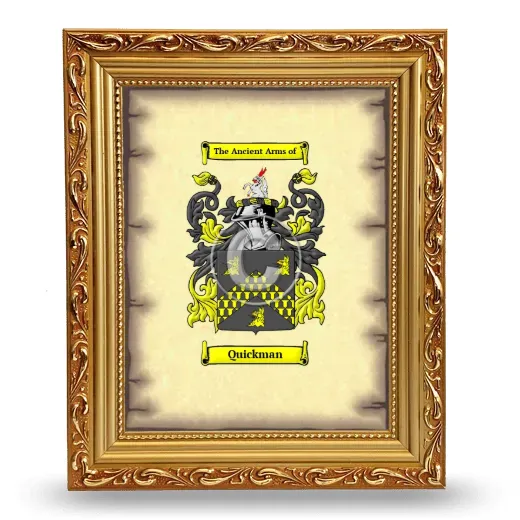 Quickman Coat of Arms Framed - Gold