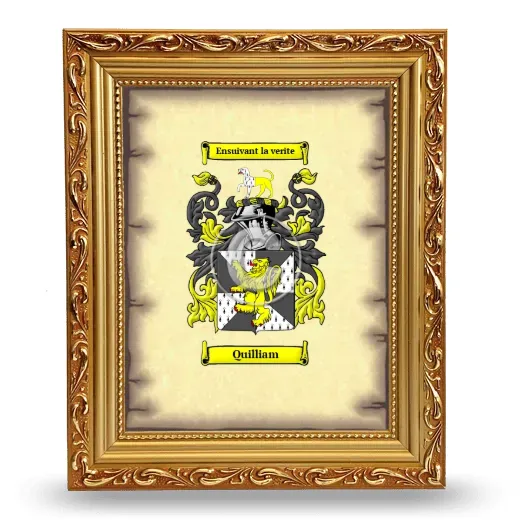 Quilliam Coat of Arms Framed - Gold