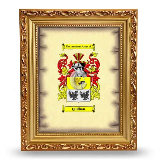 Quillian Coat of Arms Framed - Gold