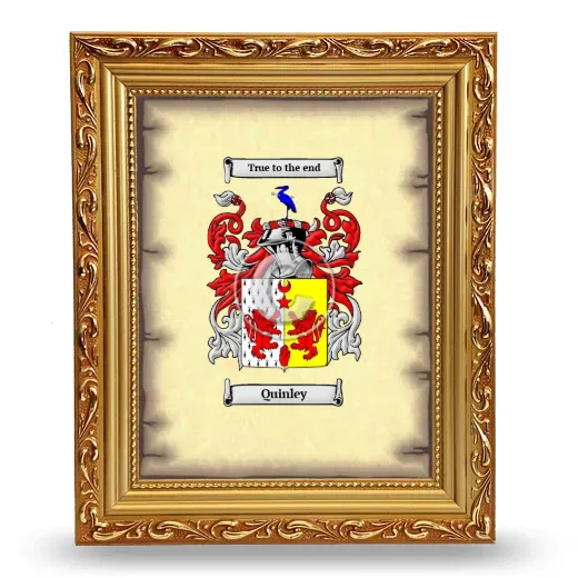 Quinley Coat of Arms Framed - Gold