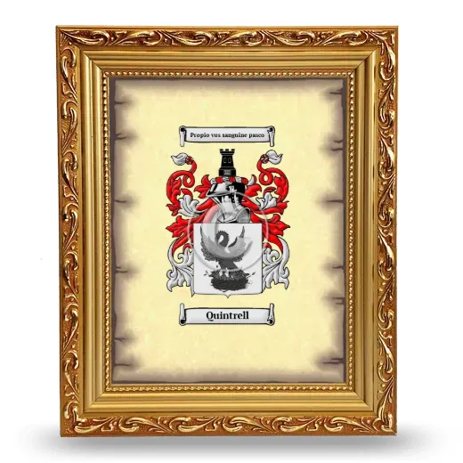Quintrell Coat of Arms Framed - Gold