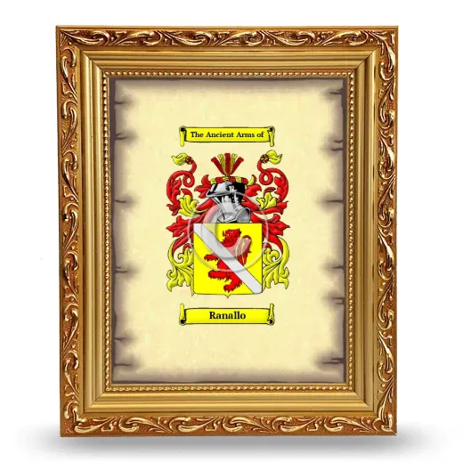 Ranallo Coat of Arms Framed - Gold