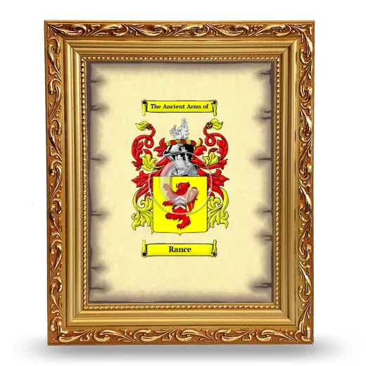 Rance Coat of Arms Framed - Gold