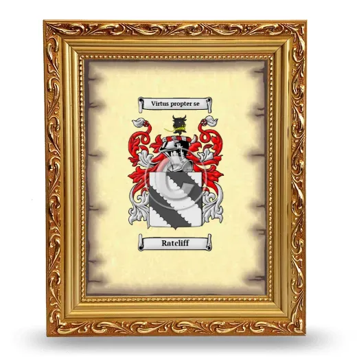 Ratcliff Coat of Arms Framed - Gold