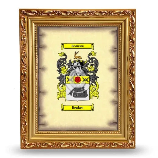 Reakes Coat of Arms Framed - Gold