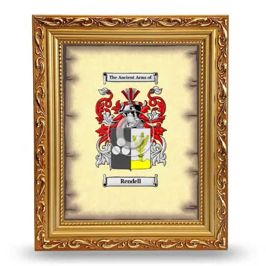 Rendell Coat of Arms Framed - Gold