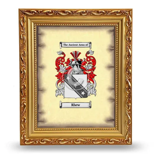 Rhew Coat of Arms Framed - Gold