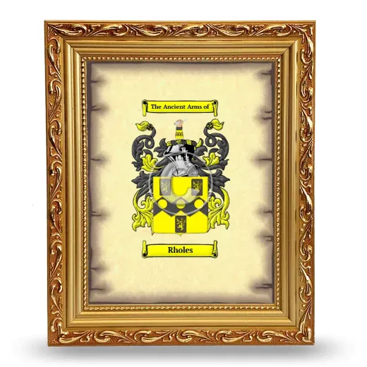 Rholes Coat of Arms Framed - Gold