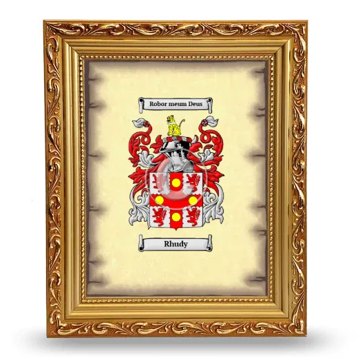 Rhudy Coat of Arms Framed - Gold