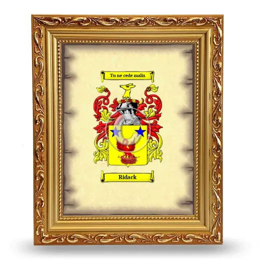Ridack Coat of Arms Framed - Gold