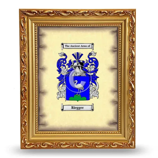 Riegger Coat of Arms Framed - Gold