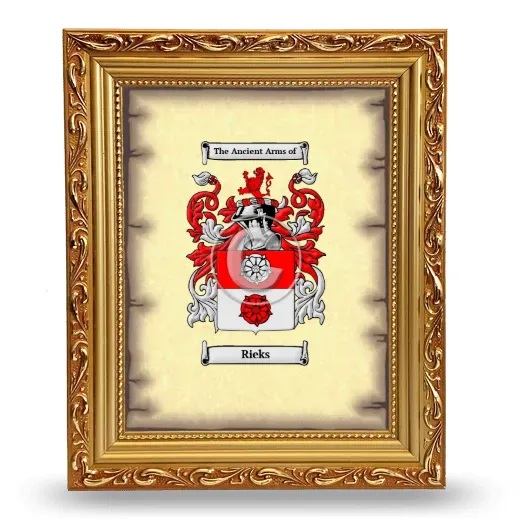 Rieks Coat of Arms Framed - Gold