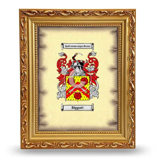 Riggott Coat of Arms Framed - Gold