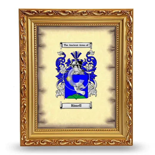 Rimell Coat of Arms Framed - Gold