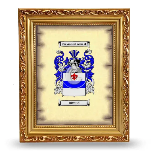 Rivaud Coat of Arms Framed - Gold