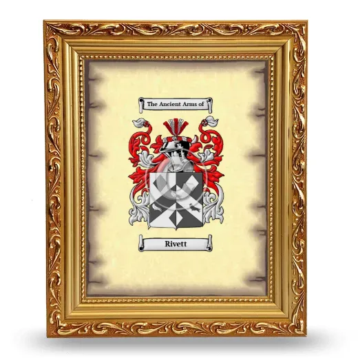 Rivett Coat of Arms Framed - Gold