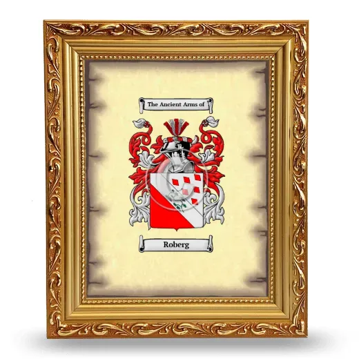 Roberg Coat of Arms Framed - Gold