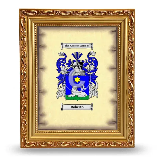 Roberto Coat of Arms Framed - Gold