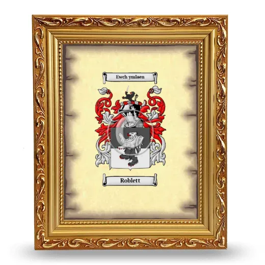 Roblett Coat of Arms Framed - Gold