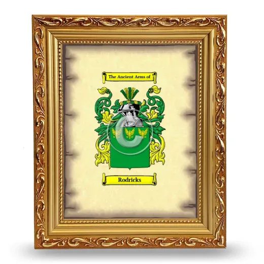 Rodricks Coat of Arms Framed - Gold