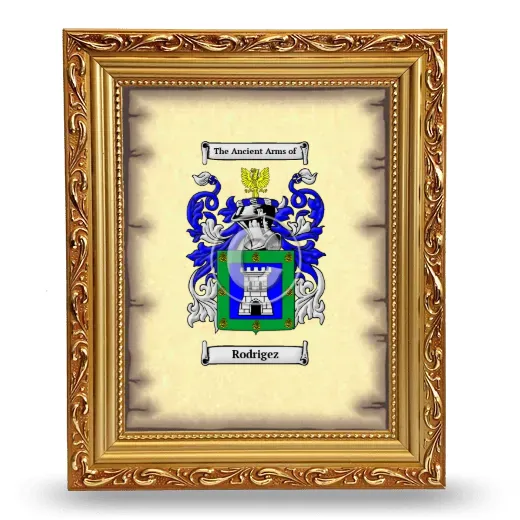 Rodrigez Coat of Arms Framed - Gold