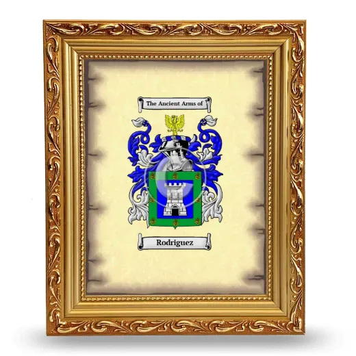 Rodriguez Coat of Arms Framed - Gold