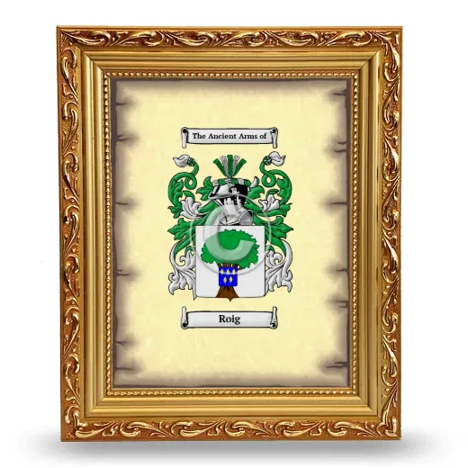 Roig Coat of Arms Framed - Gold
