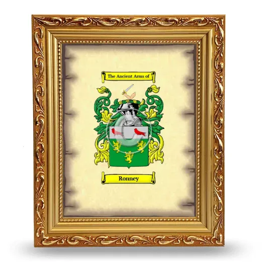 Ronney Coat of Arms Framed - Gold
