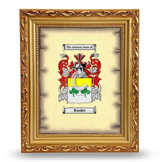 Roodes Coat of Arms Framed - Gold