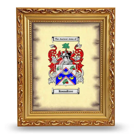 Roundtree Coat of Arms Framed - Gold