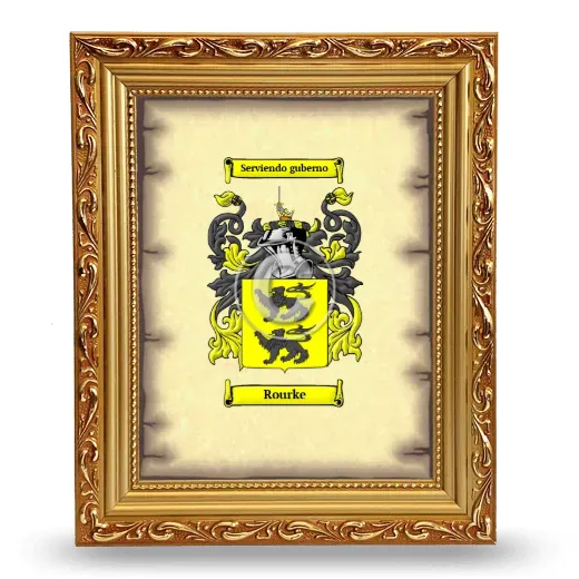 Rourke Coat of Arms Framed - Gold