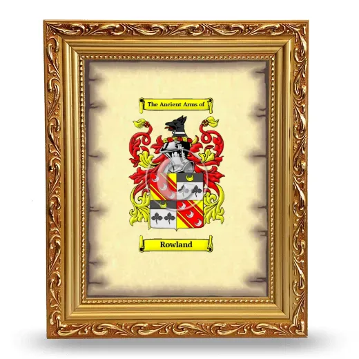 Rowland Coat of Arms Framed - Gold