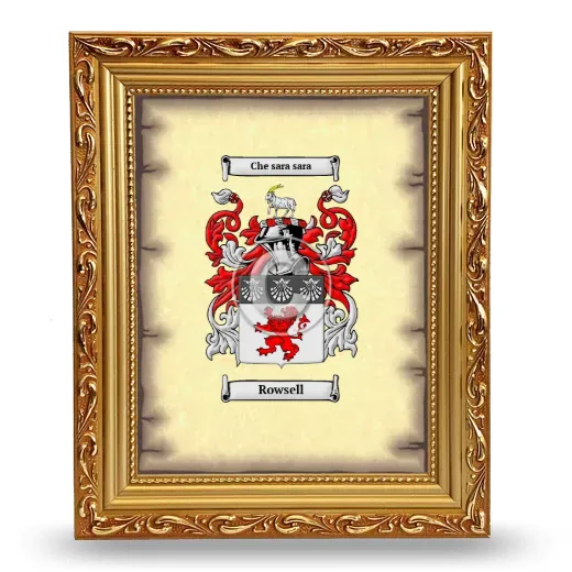 Rowsell Coat of Arms Framed - Gold