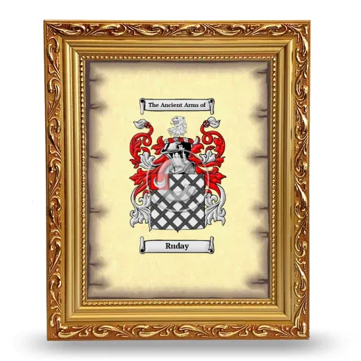 Ruday Coat of Arms Framed - Gold