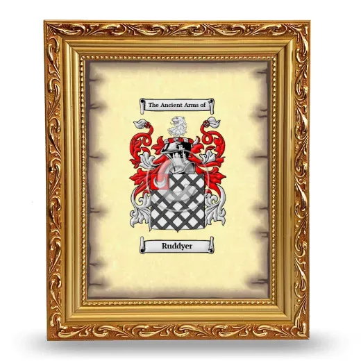 Ruddyer Coat of Arms Framed - Gold