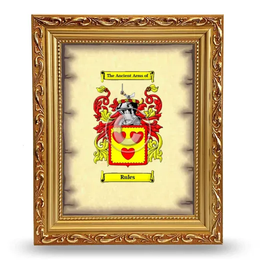 Rules Coat of Arms Framed - Gold