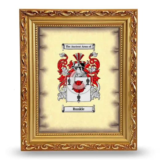 Runkle Coat of Arms Framed - Gold