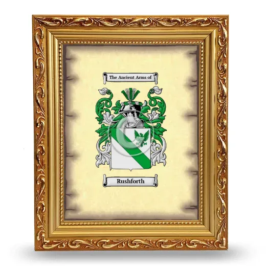 Rushforth Coat of Arms Framed - Gold