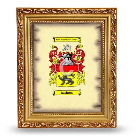 Rushton Coat of Arms Framed - Gold