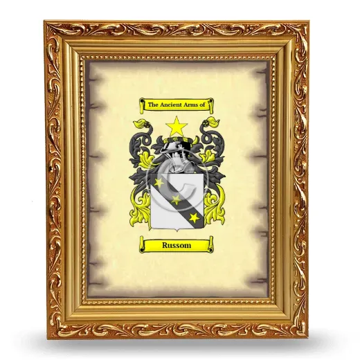 Russom Coat of Arms Framed - Gold