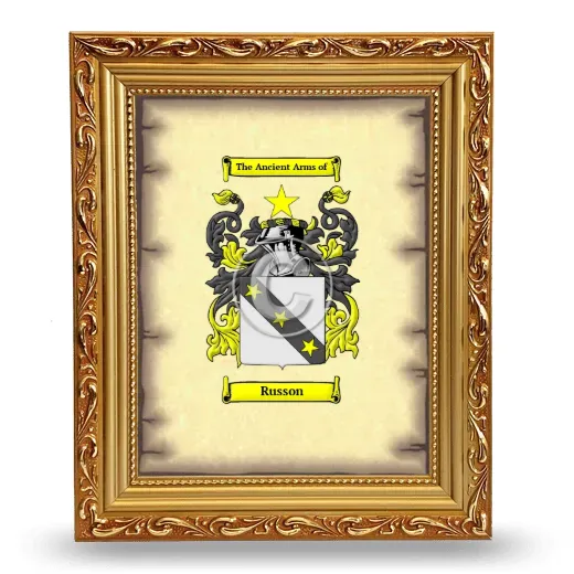 Russon Coat of Arms Framed - Gold
