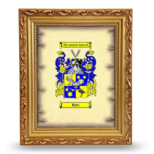 Ryes Coat of Arms Framed - Gold