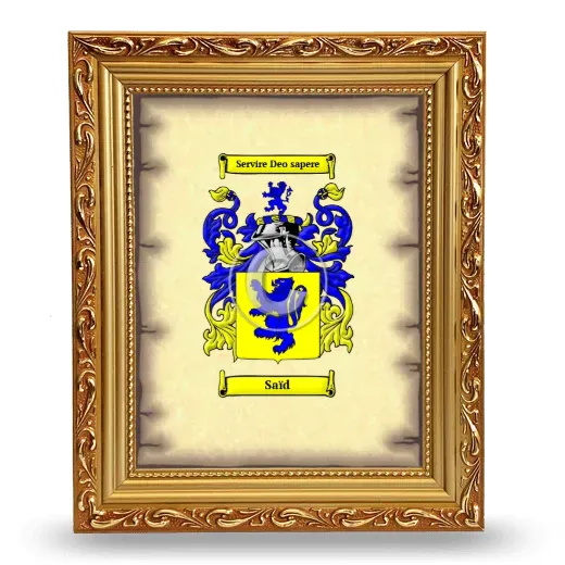 Saïd Coat of Arms Framed - Gold