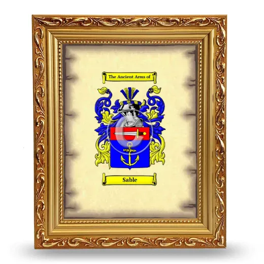 Sable Coat of Arms Framed - Gold