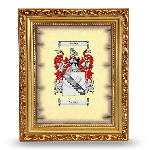 Saffell Coat of Arms Framed - Gold