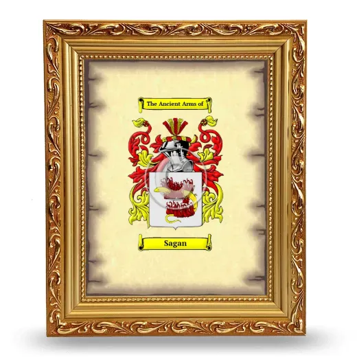 Sagan Coat of Arms Framed - Gold