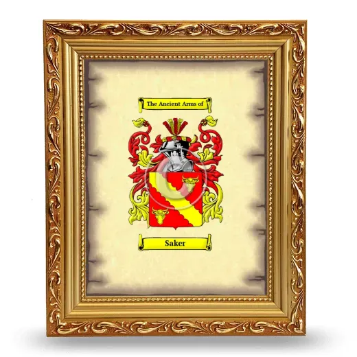 Saker Coat of Arms Framed - Gold