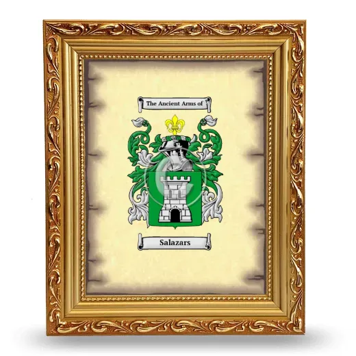 Salazars Coat of Arms Framed - Gold