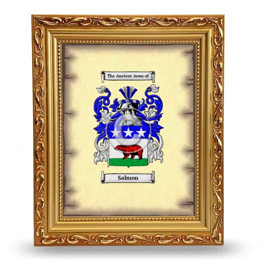 Salmon Coat of Arms Framed - Gold